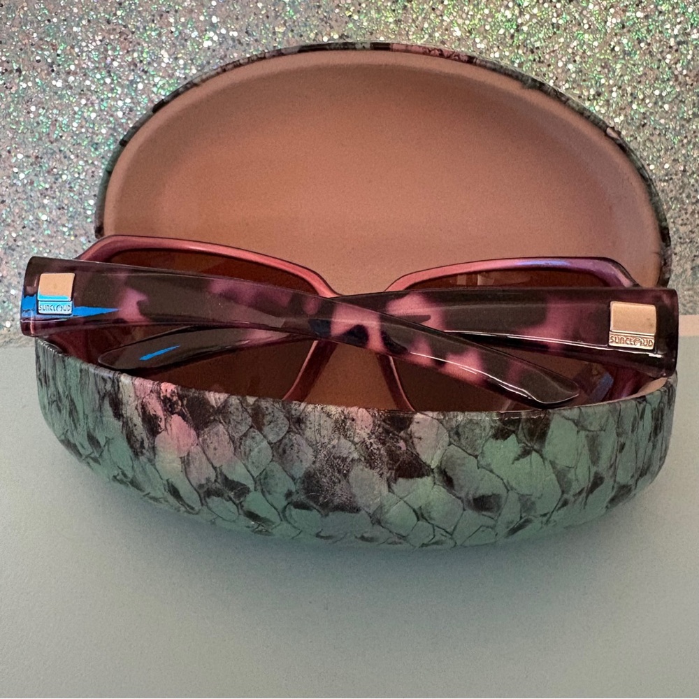 SUNCLOUD Cookie YS Purple and Black Tortoise Oversized Polarized Sunglasses - Picture 4 of 16